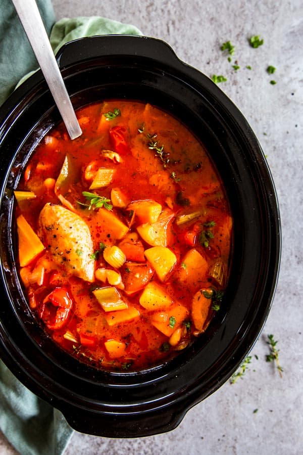 Crock Pot Tuscan White Bean Chicken Stew-image