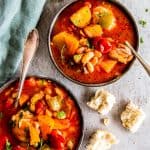 two bowls with tuscan chicken stew