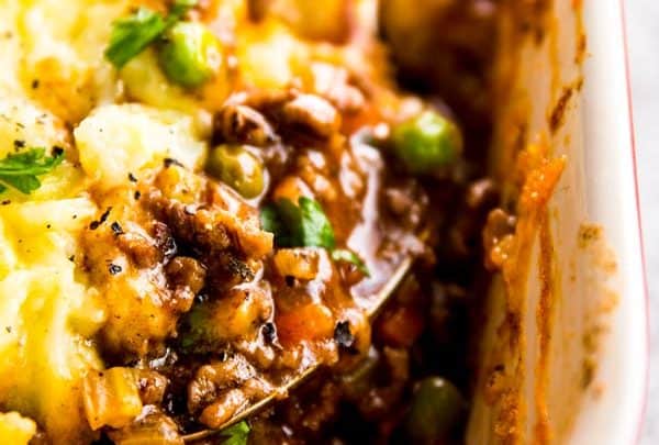 close up photo of homemade shepherd's pie filling