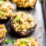 close up photo of stuffed mushroom