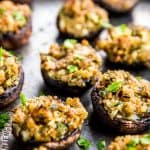 close up shot of stuffed mushroom