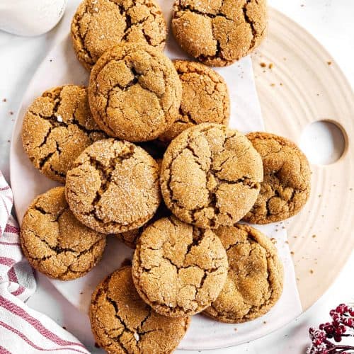 platter filled with ginger molasses cookies