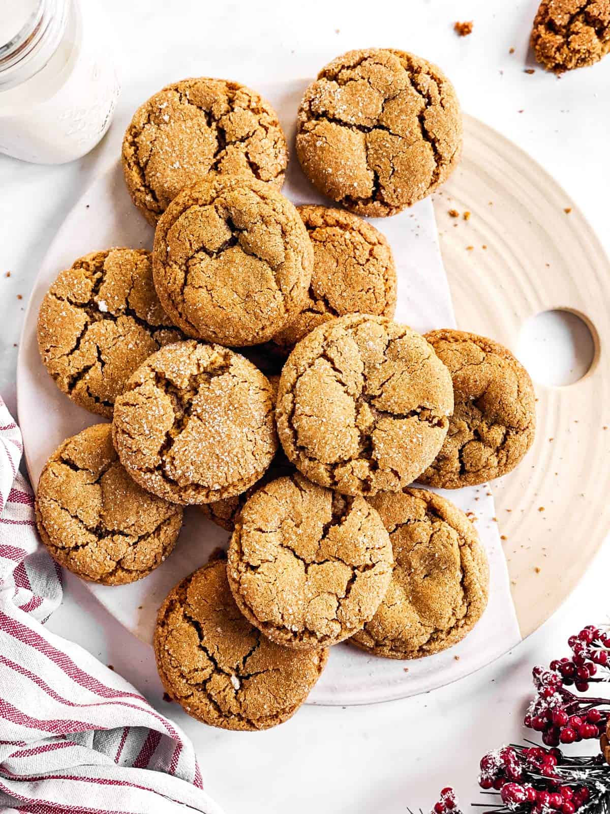 platter filled with ginger molasses cookies