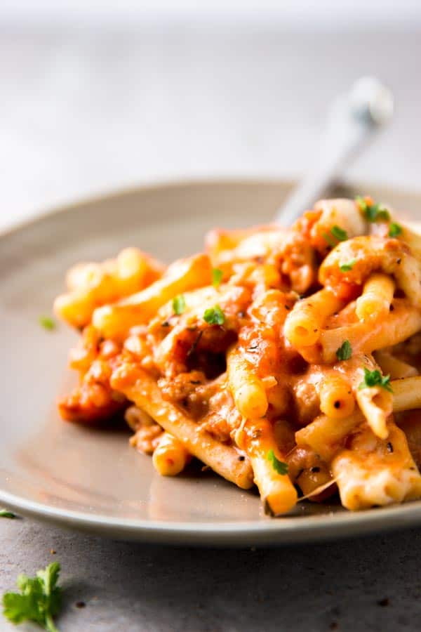 Baked Ziti with Sausage Savory Nothings