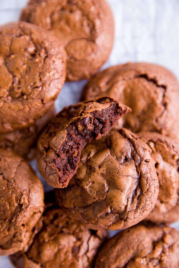 close up photo of the inside of a brownie cookie