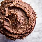 Easy chocolate frosting on a chocolate cupcake.