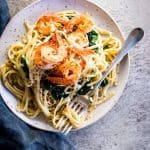 Garlic Butter Shrimp Pasta on a plate