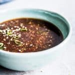 Korean BBQ Sauce in a blue pottery bowl.
