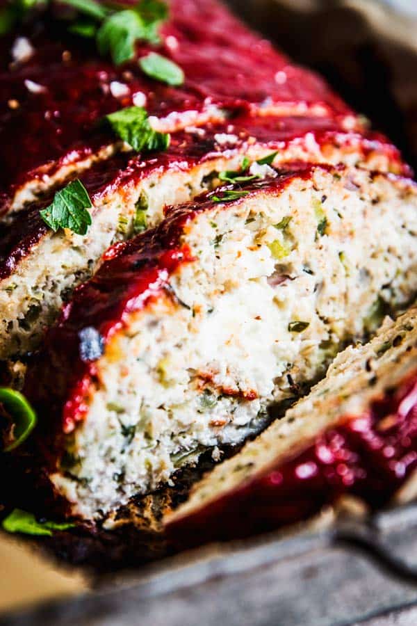 turkey zucchini Meatloaf with feta stuffing