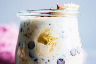 Banana Chocolate Chip Overnight Oats close up image