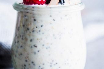 overnight oats with berries in a jar