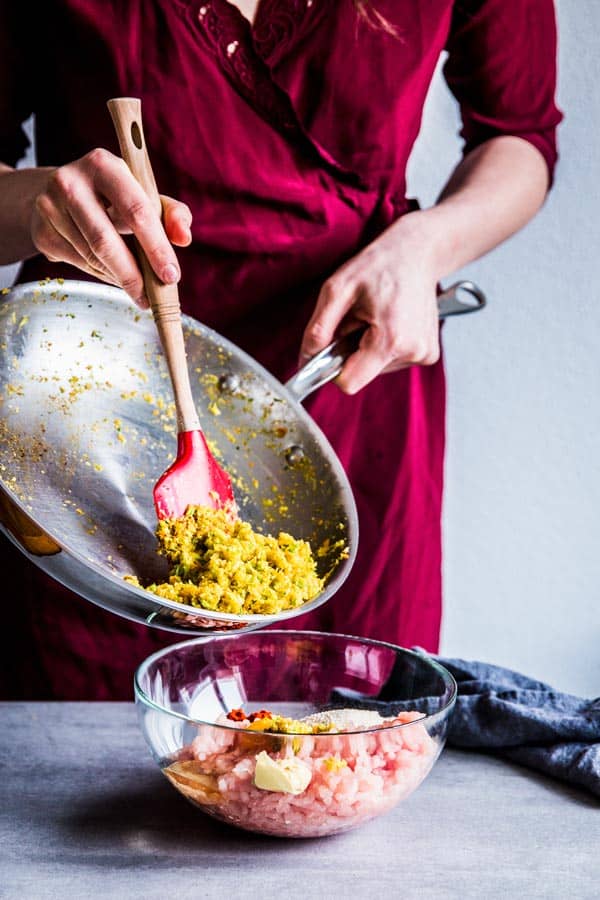 Adding vegetables to meatloaf mix