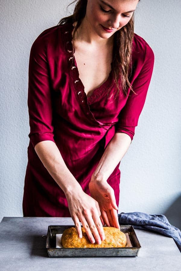 Woman shaping a bbq turkey meatloaf