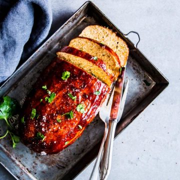 BBQ Turkey Meatloaf on a sheet pan