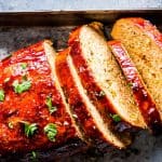 BBQ Turkey Meatloaf on a sheet pan