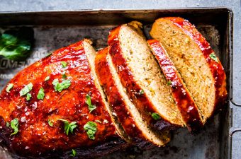 BBQ Turkey Meatloaf on a sheet pan