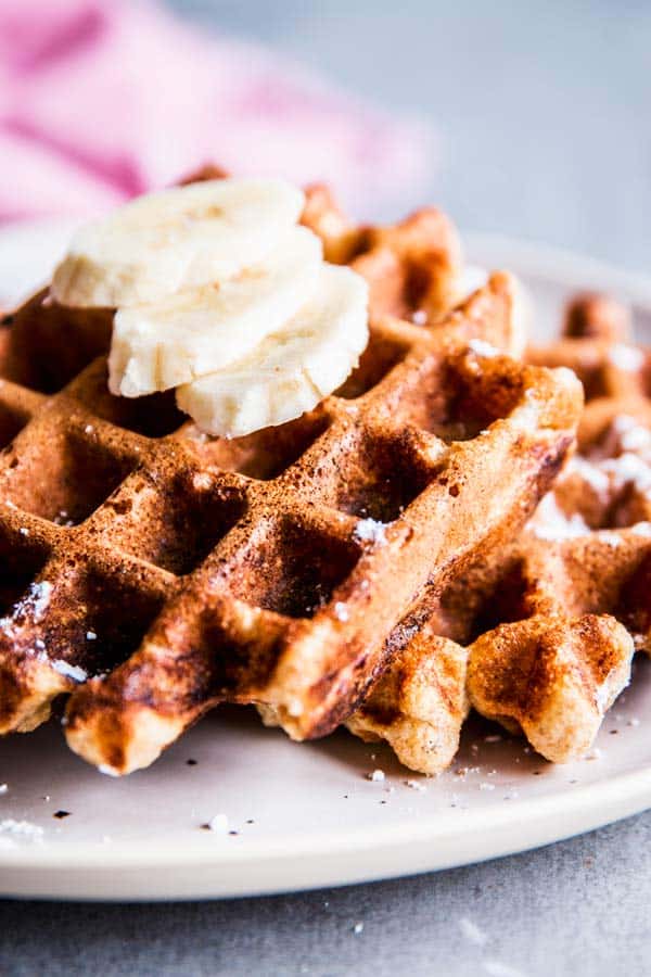 Healthy Banana Waffles on a plate.