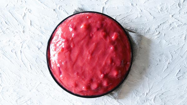 No bake strawberry pie with strawberry sauce on top