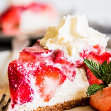 No Bake Strawberry Pie on a plate.