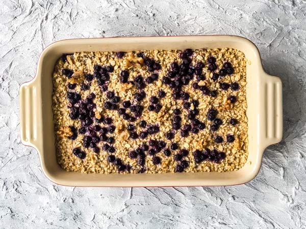 overnight chilled blueberry baked oatmeal
