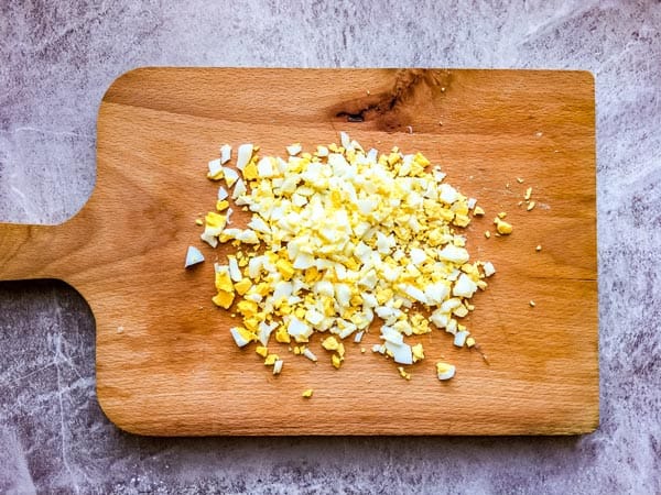 chopped egg for greek yogurt potato salad