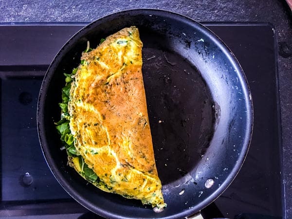 finished omelette in a skillet