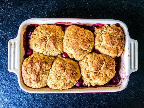 freshly baked cherry cobbler