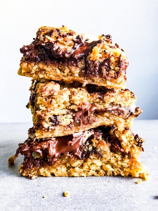 stack of oatmeal cookie s'mores bars