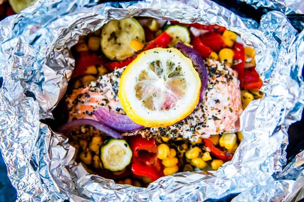 Summer Veggie Salmon Foil Packets (Grill or Oven!) | Savory Nothings