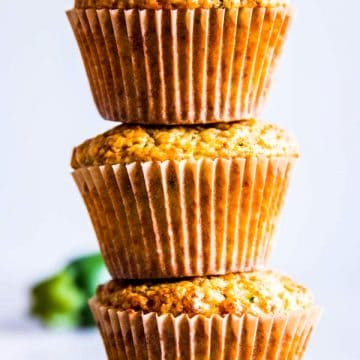 stack of zucchini oatmeal muffins