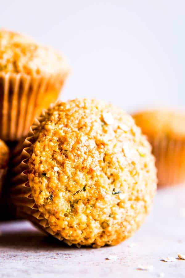 zucchini oatmeal muffins on the counter