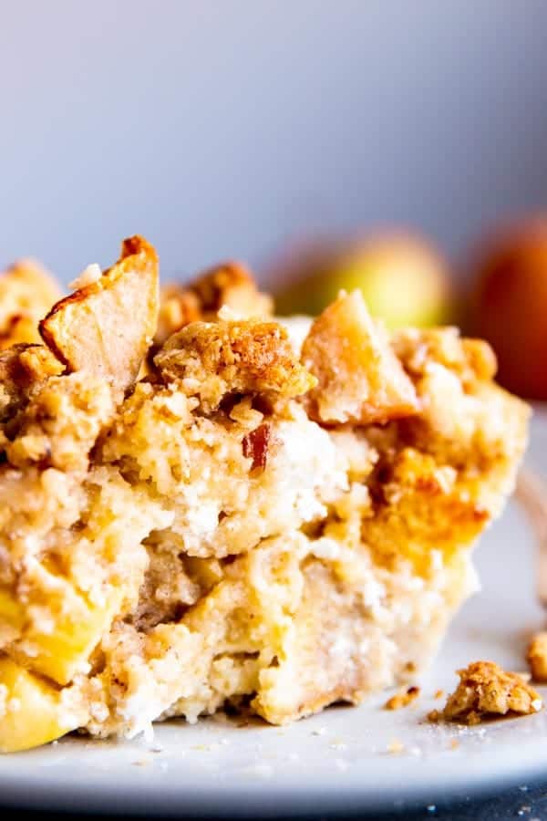close up of apple French toast bake