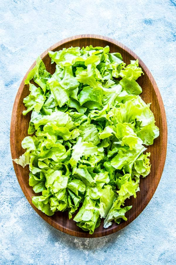 lettuce on a wooden platter