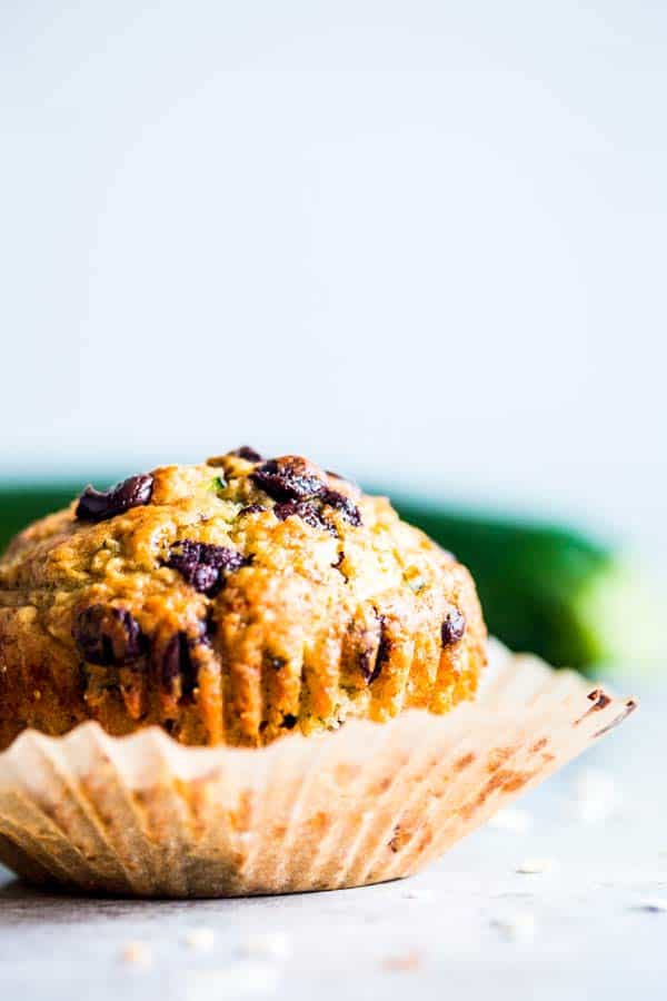 unwrapped chocolate chop zucchini muffin