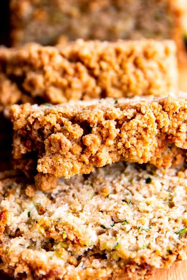 close up of cinnamon crunch banana bread