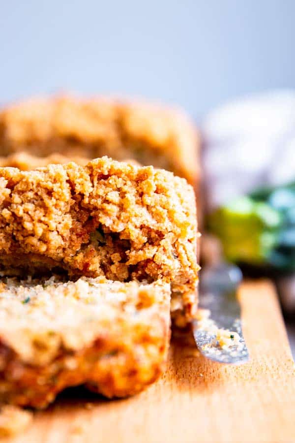 close up photo of cinnamon crunch zucchini bread