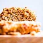 sliced cinnamon crunch zucchini bread on a wooden board