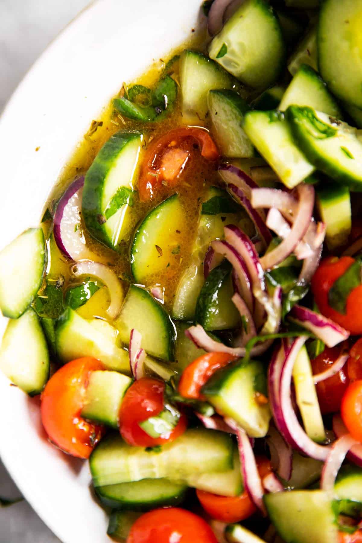 close up photo of tomato cucumber salad
