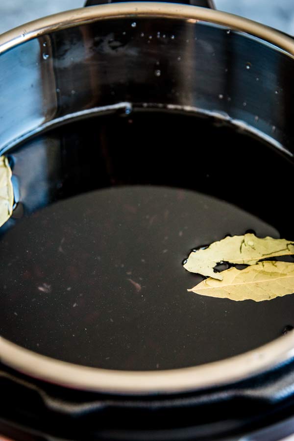 instant pot with black beans and water