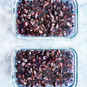 two freezer containers with black beans