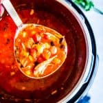 serving chicken tortilla soup from the instant pot