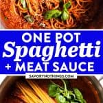 One Pot Spaghetti and Meat Sauce Image Pin