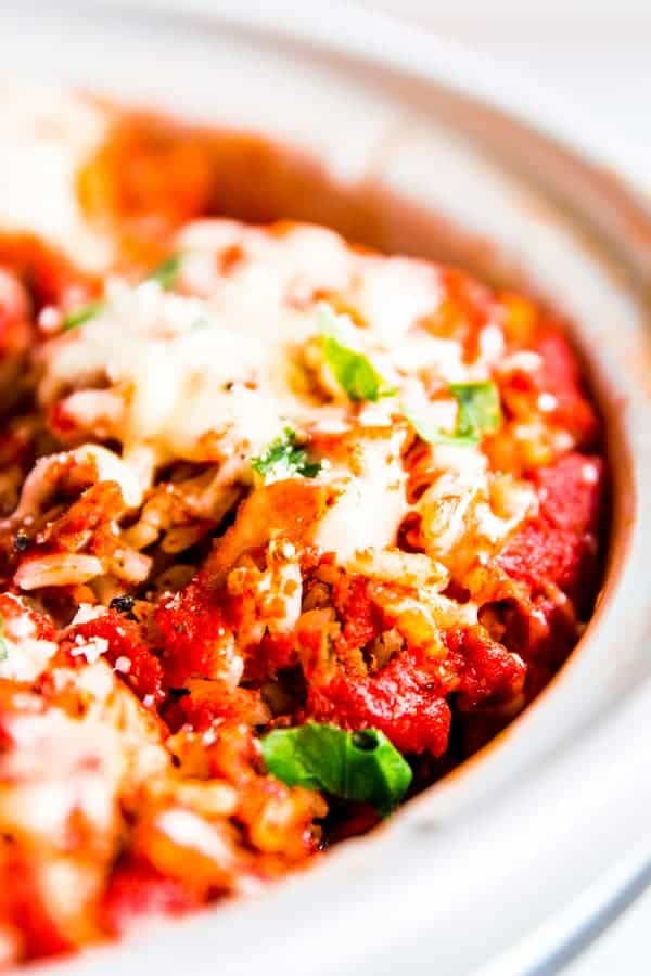 close up a a crockpot stuffed pepper