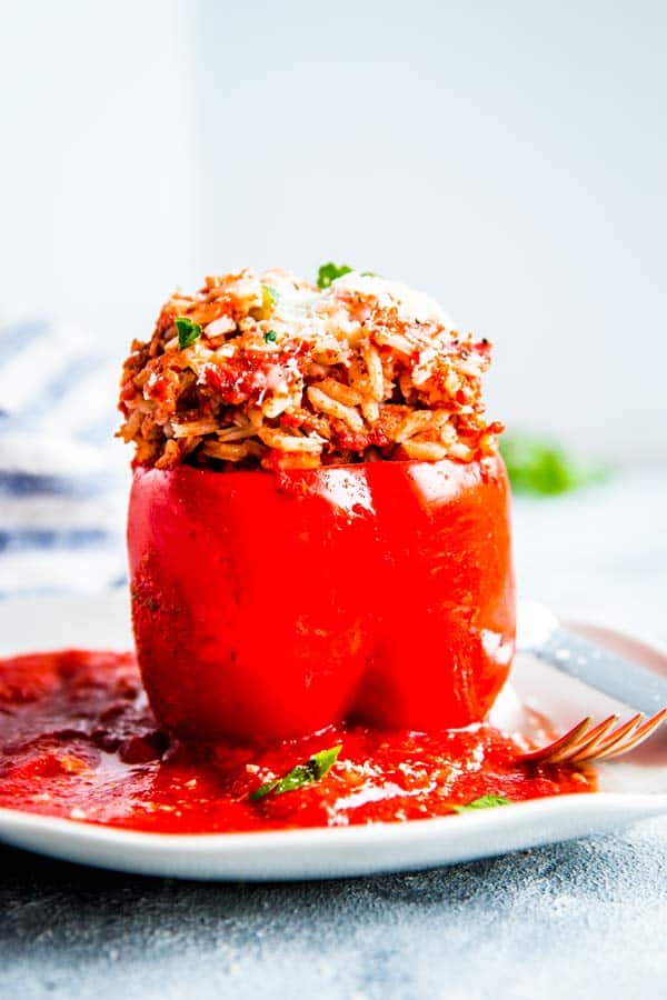 slow cooker stuffed pepper on a plate