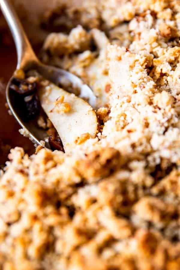 close up photo of pear crisp