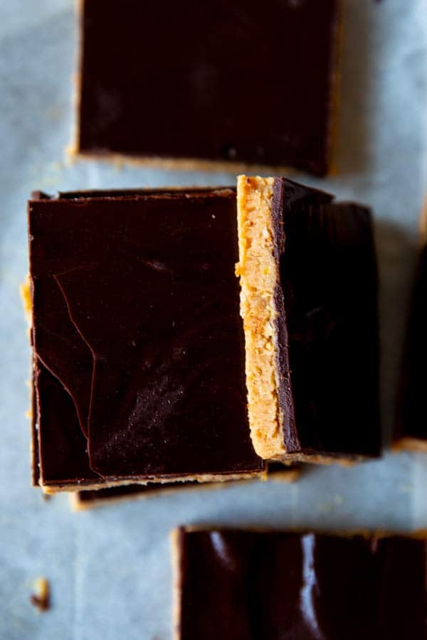 close up of a peanut butter bar