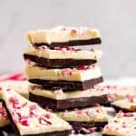 stack of peppermint bark squares