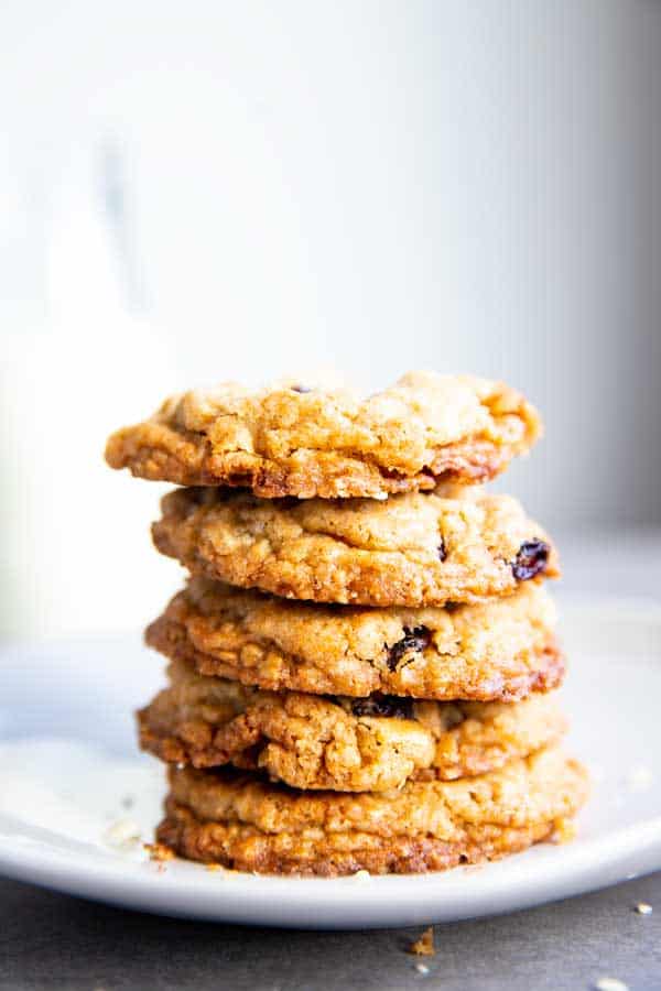 stack of White Chocolate Cranberry Oatmeal Cookies