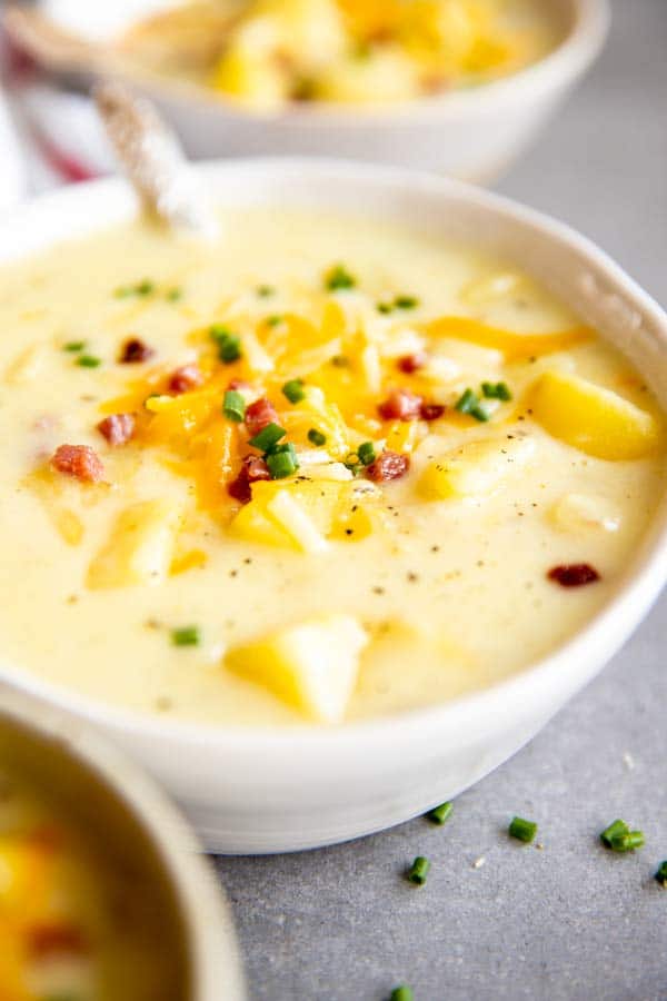 close up photo of instant pot potato soup