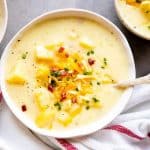 bowl with instant pot potato soup